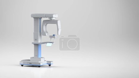 Téléchargez les photos : Machine de numérisation de rayons X de rendu 3d pour le traitement dentaire avec espace - en image libre de droit