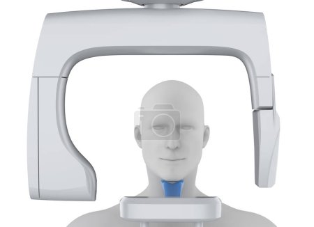 Photo for 3d rendering x-ray scanner machine with dummy patient for dental treatment isolated - Royalty Free Image