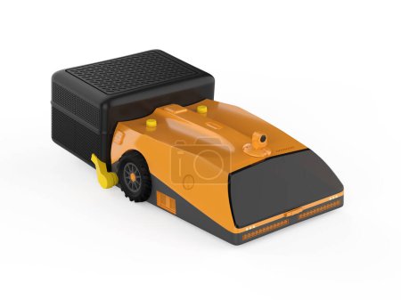 3d rendering automation robotic lawn mover or electric grass trimmer for lawn care on white background
