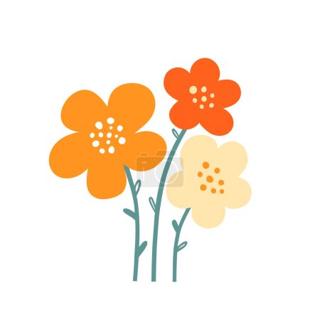 Ilustración de Bouquet of multi-colored flowers in doodle style, vector illustration. - Imagen libre de derechos