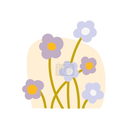Ilustración de Bouquet of multi-colored cute flowers in doodle style, vector illustration. - Imagen libre de derechos