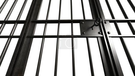 3d render of metal jail bars isolated over white background