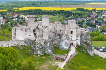 The ruins of medieval castle on the rock in Ogrodzieniec, Poland. One of strongholds called Eagles Nests in Polish Jurassic Highland in Silesia.