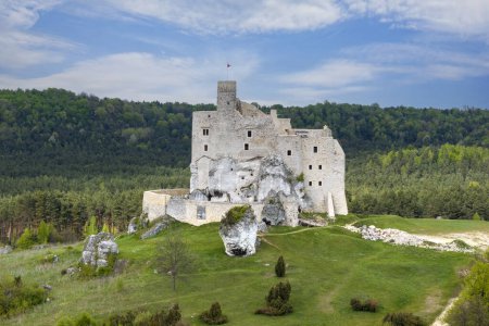Castle in Bobolice - the ruins of a castle located in the Jura Krakowsko-Czestochowska, built in the so-called Eagle's Nests, in the village of Bobolice in the Silesian Voivodeship, in the Myszkow district.
