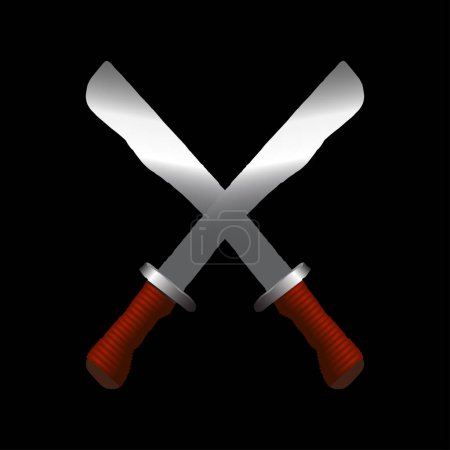 Ilustración de Machete vector design, Steel machete sword icon. Vector illustration isolated on black background. - Imagen libre de derechos