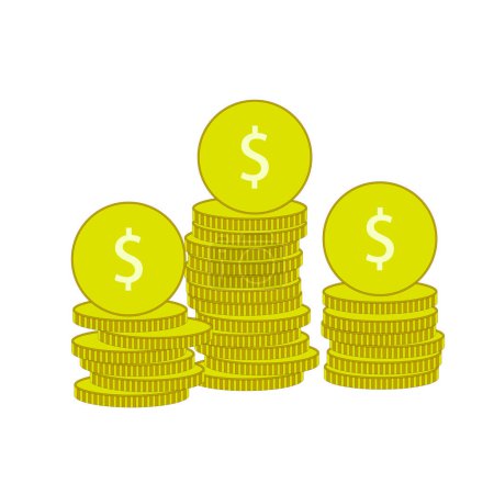Ilustración de Icono de moneda de dólar de oro sobre fondo blanco, ilustración vectorial. - Imagen libre de derechos