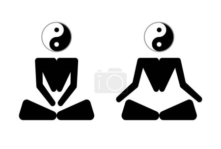 Illustration for Yin-Yang meditation or meditate flat vector icon. Yoga icon for logo, poster, banner, flyer or card design. - Royalty Free Image