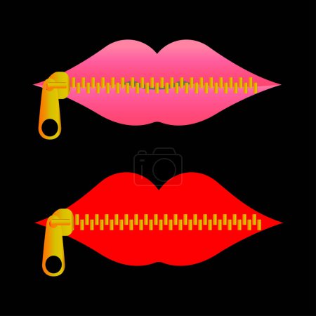 Illustration for Woman's mouth with zipper. Concept of shut up, keeping quiet. - Royalty Free Image