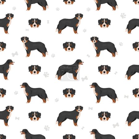 Illustration for Bernese Mountain dog seamless pattern. Vector illustration - Royalty Free Image