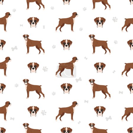 Illustration for Boxer dog seamless pattern. Vector illustration - Royalty Free Image