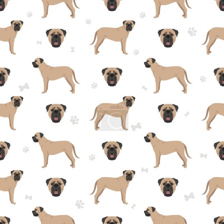 Ilustración de Bullmastiff dog seamless pattern. Vector illustration - Imagen libre de derechos