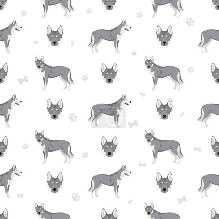 Illustration for Czechoslovakian wolfdog seamless pattern.  Vector illustration - Royalty Free Image