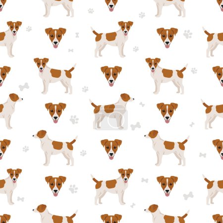 Téléchargez les illustrations : Jack Russel terrier motif sans couture. Illustration vectorielle - en licence libre de droit