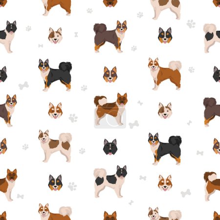 Illustration for Elo dog seamless pattern. Different coat colors set.  Vector illustration - Royalty Free Image