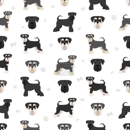 Illustration for Miniature schnauzer dogs seamless pattern.  Vector illustration - Royalty Free Image
