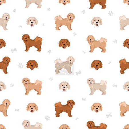 Illustration for Cavapoo mix breed seamless pattern.  Vector illustration - Royalty Free Image