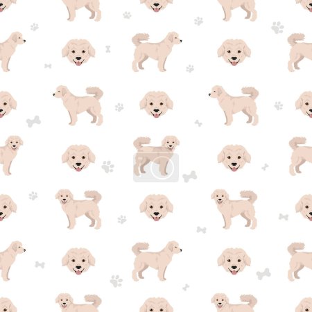 Ilustración de Eskapoo patrón sin costuras perro esquimal Poodle mix. Conjunto de diferentes colores de capa. Ilustración vectorial - Imagen libre de derechos