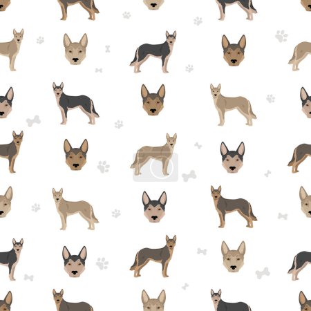 Illustration for Lupo Italiano seamless pattern. Different coat colors set.  Vector illustration - Royalty Free Image