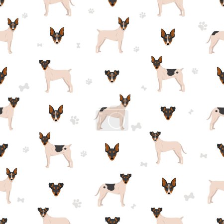 Illustration for Andalusian Wine-cellar rat hunting dog seamless pattern. Different poses, coat colors set. Vector illustration - Royalty Free Image