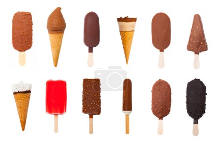 Photo for Ice cream collection isolated on white background - Royalty Free Image