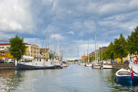 Photo for COPENHAGEN, DENMARK - JULY 2, 2014: Copenhagen seeing from the tour boat deck - Royalty Free Image