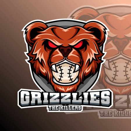 Grizzlies the killers Baseball Animal Logo Sport Club Team Badge