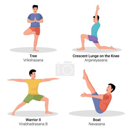 Illustration for Illustration of men doing yoga pose exercises - Royalty Free Image