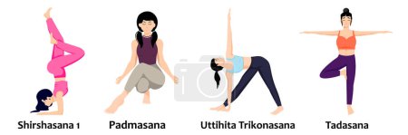 Illustration for Illustration of women doing yoga pose exercises - Royalty Free Image