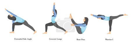 Illustration for Illustration of Muslim women doing yoga pose exercises - Royalty Free Image