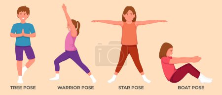 Illustration for Illustration of men and women doing yoga pose exercises - Royalty Free Image