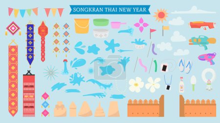 Festival de Songkarn tailandés Año Nuevo Elementos decorativos