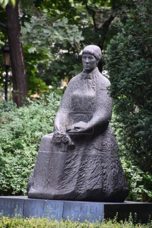 WARSAW, POLAND - JUL 11: Maria Konopnicka Monument at Saxon Garden in Warsaw, Poland, as seen on July 11, 2022.