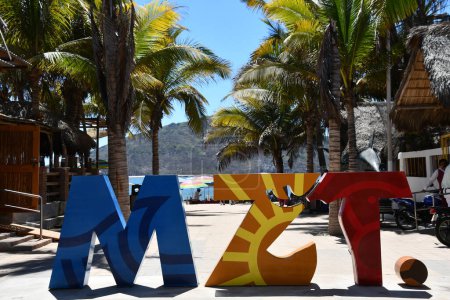 MAZATLAN, MEXICO - APR 12: Mazatlan MZT Sign in Zona Dorada (Golden Zone) in Mazatlan, Mexico, as seen on April 12, 2023.
