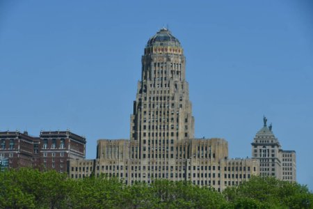Foto de BUFFALO NY - 29 DE MAYO: Ayuntamiento de Buffalo, Nueva York, visto desde el 29 de mayo de 2023. - Imagen libre de derechos