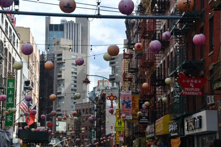 Photo for NEW YORK, NY - JUNE 18: View of Chinatown district in Manhattan, New York, as seen on June 18, 2023. It is home to the largest enclave of Chinese people in the Western Hemisphere. - Royalty Free Image