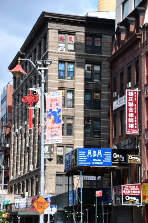 Photo for NEW YORK, NY - JUNE 18: View of Chinatown district in Manhattan, New York, as seen on June 18, 2023. It is home to the largest enclave of Chinese people in the Western Hemisphere. - Royalty Free Image