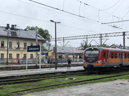 Photo for ZAKOPANE, POLAND - AUG 14: Train at the Zakopane Station in Poland, as seen on Aug 14, 2019. - Royalty Free Image