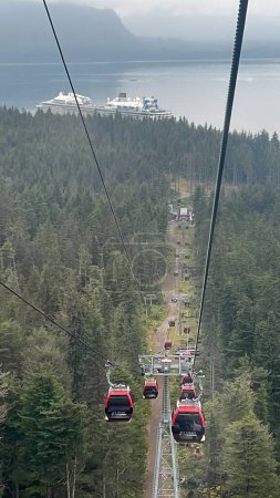 Photo for ICY STRAIT, ALASKA - AUG 24: Sky Glider Gondola at Icy Strait Point in Alaska, USA, as seen on Aug 24, 2022. - Royalty Free Image