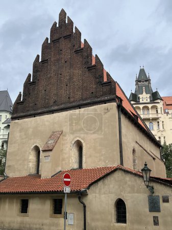 PRAGUE, CZECH REPUBLIC - JUL 7: Old-New Synagogue in Prague, Czech Republic, as seen on July 7, 2022.