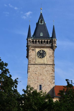 Photo for PRAGUE, CZECH REPUBLIC - JUL 2: Old Town Hall Tower, in Prague, Czech Republic, as seen on July 2, 2022. - Royalty Free Image