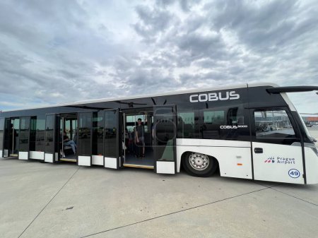 Photo for PRAGUE, CZECH REPUBLIC - JUL 2: Bus at Vaclav Havel Airport in Prague, Czech Republic, as seen on July 2, 2022. - Royalty Free Image
