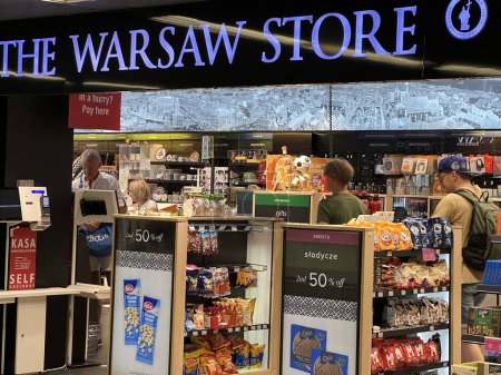 Photo for WARSAW, POLAND - JUL 2; Duty Free Shops and Restaurants at WAW Chopin Airport in Warsaw, Poland, as seen on July 2, 2022. - Royalty Free Image