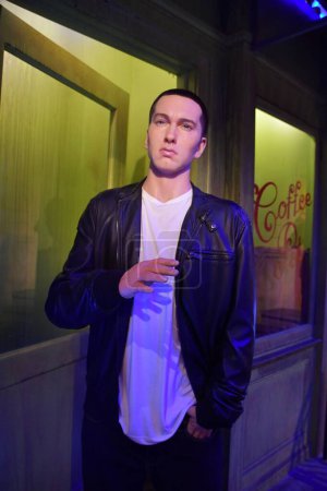 Photo for BRANSON, MO - JUL 10: Eminem wax statue at Hollywood Wax Museum in Branson, Missouri, as seen on July 10, 2023. - Royalty Free Image