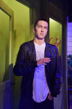 Photo for BRANSON, MO - JUL 10: Eminem wax statue at Hollywood Wax Museum in Branson, Missouri, as seen on July 10, 2023. - Royalty Free Image