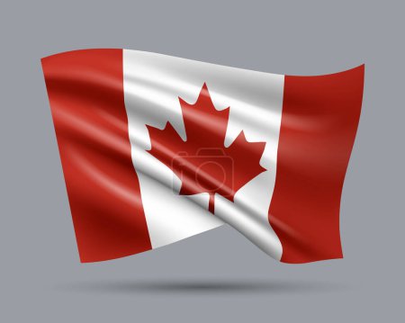 Vector illustration of 3D-style flag of Canada isolated on light background. Created using gradient meshes, EPS 10 vector design element from world collection