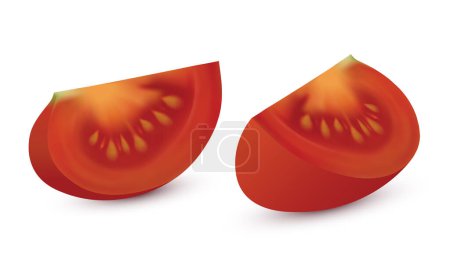 Reife Tomatenscheiben isoliert auf weißem Hintergrund. Vektor-Illustration erstellt mit Gradientennetzen