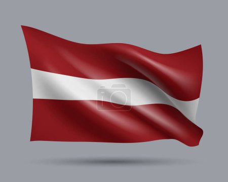 Illustration for Vector illustration of 3D-style flag of Latvia isolated on light background. Created using gradient meshes, EPS 10 vector design element from world collection - Royalty Free Image