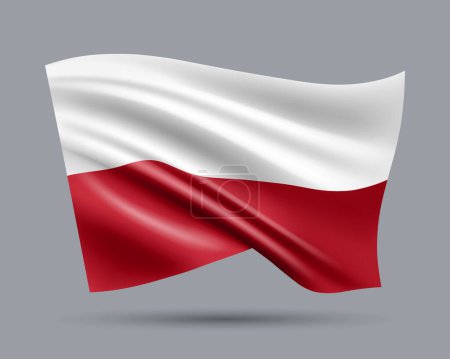 Vektorillustration der auf hellem Hintergrund isolierten Flagge Polens im 3D-Stil. Erstellt mit Gradientennetzen, EPS 10 Vektor-Designelement aus der Weltsammlung