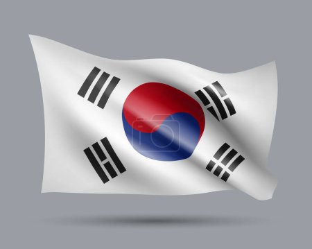 Ilustración de Ilustración vectorial de la bandera de estilo 3D de Corea del Sur aislada sobre fondo claro. Creado utilizando mallas de gradiente, EPS 10 elemento de diseño vectorial de la colección mundial - Imagen libre de derechos