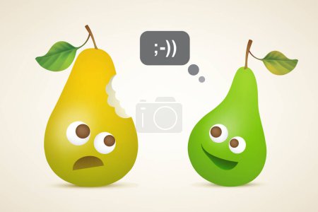 Vector illustration of two simple and funny pears characters. Created using gradient meshes